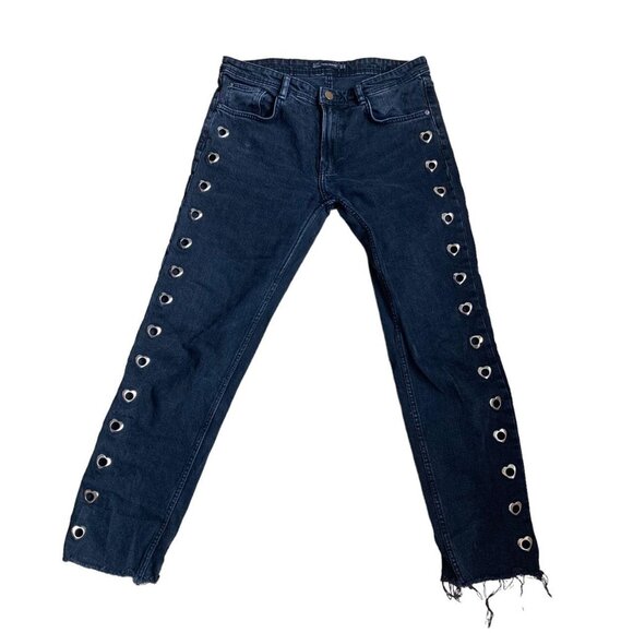 ZARA Black Denim Heart Jeans- - Picture 5 of 6